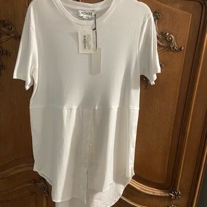 Monse white T-shirt with buttons up the bottom Size l NWT